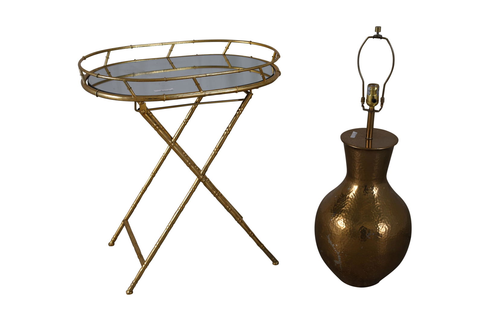 Faux Bamboo Side Table and Lamp (1 of 3)