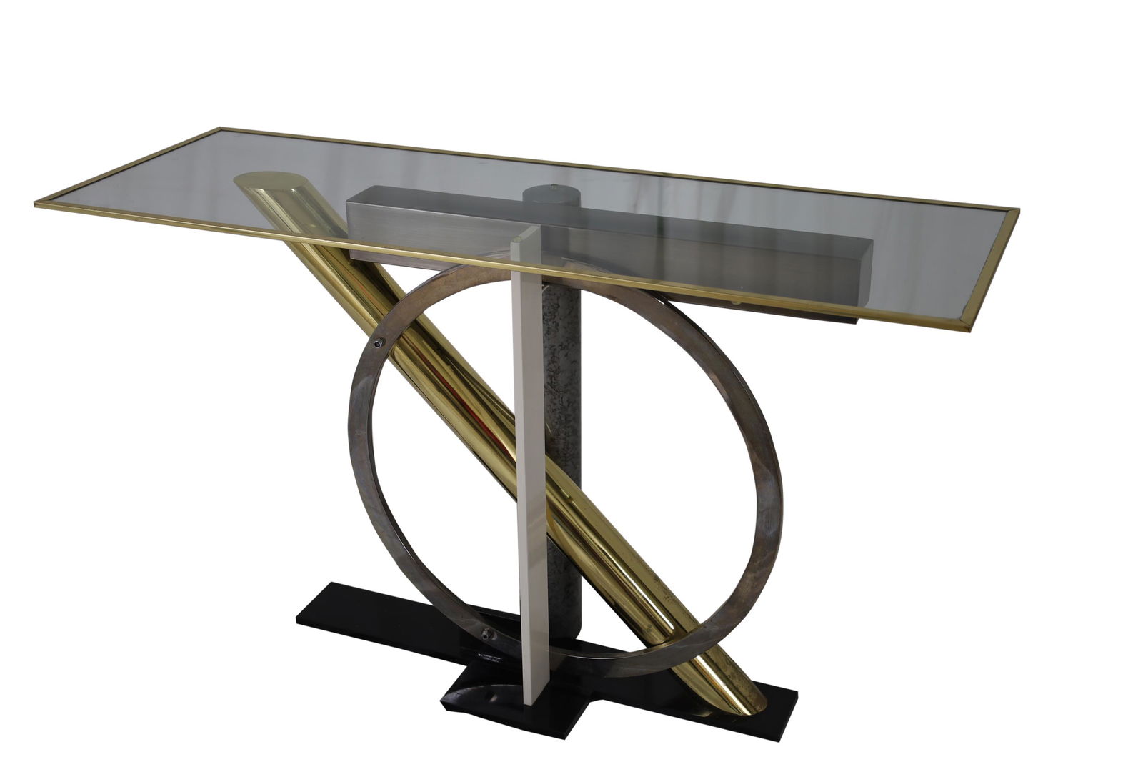 DIA - Glass Top Console Table 1980's (1 of 3)