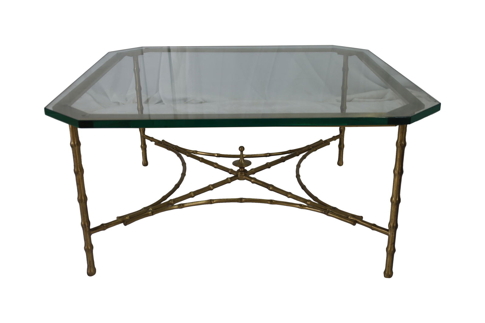 Brass, Faux Bamboo and Glass Top Coffee Table (1 of 3)