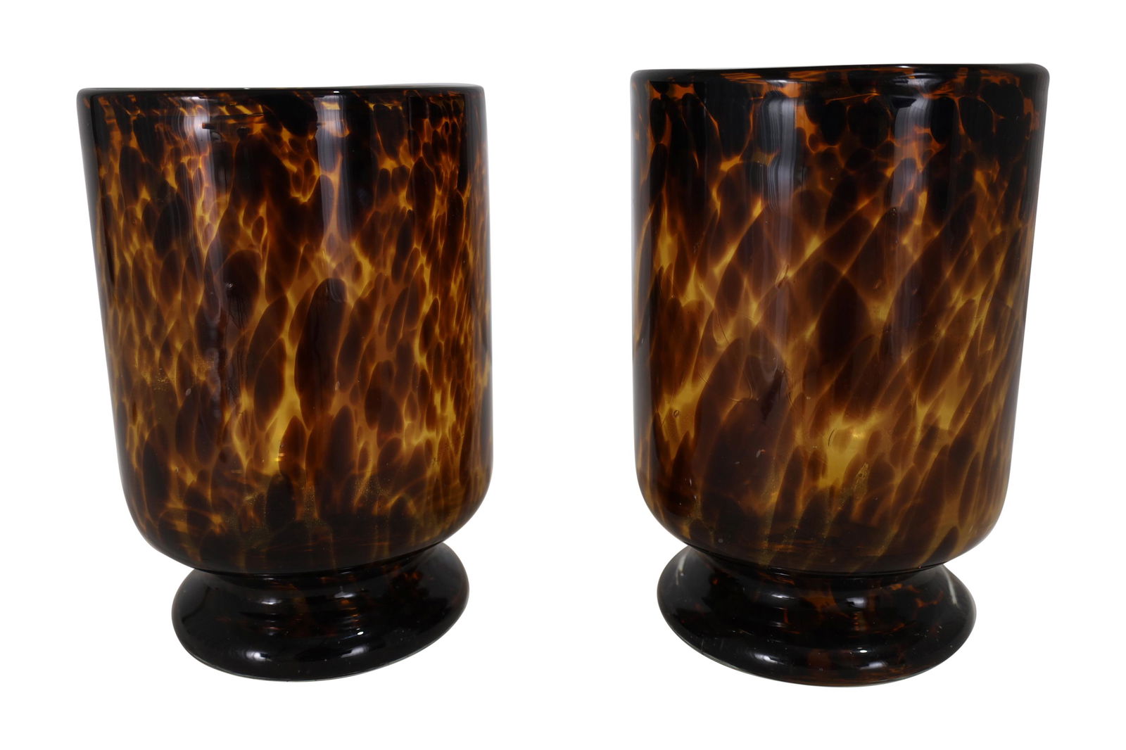Tortoise Shell Glass Vases - Pair (1 of 2)