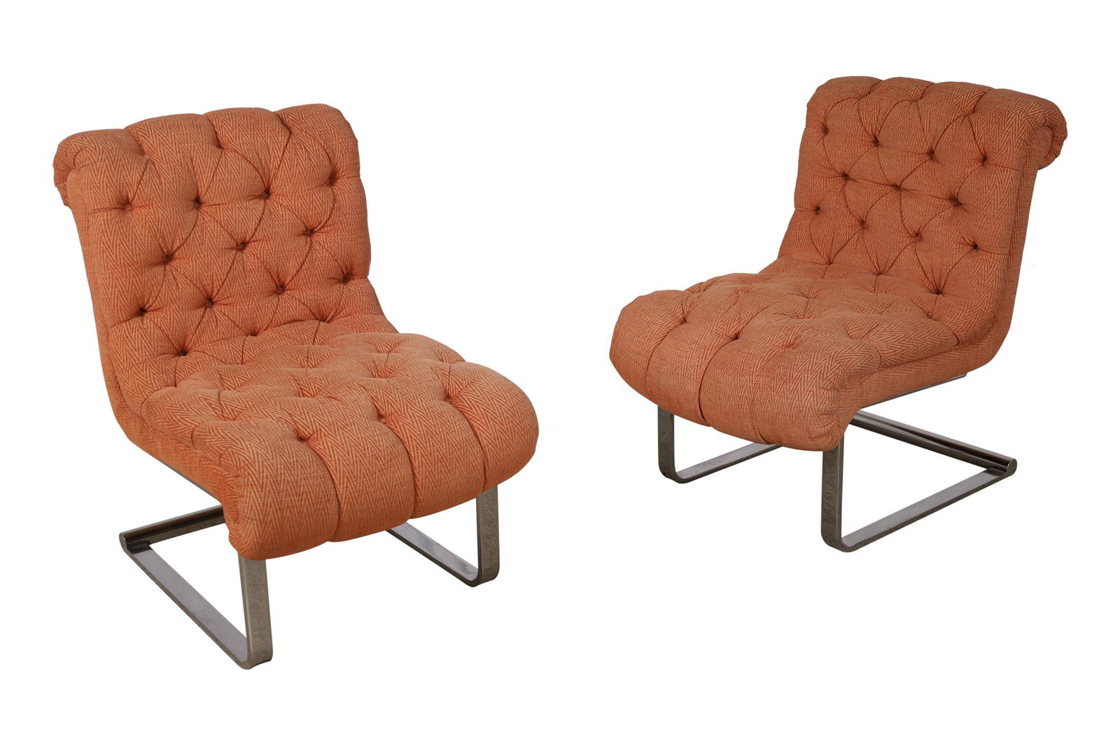 Milo Baughman Style Cantilevered Chairs - Pair (1 of 4)