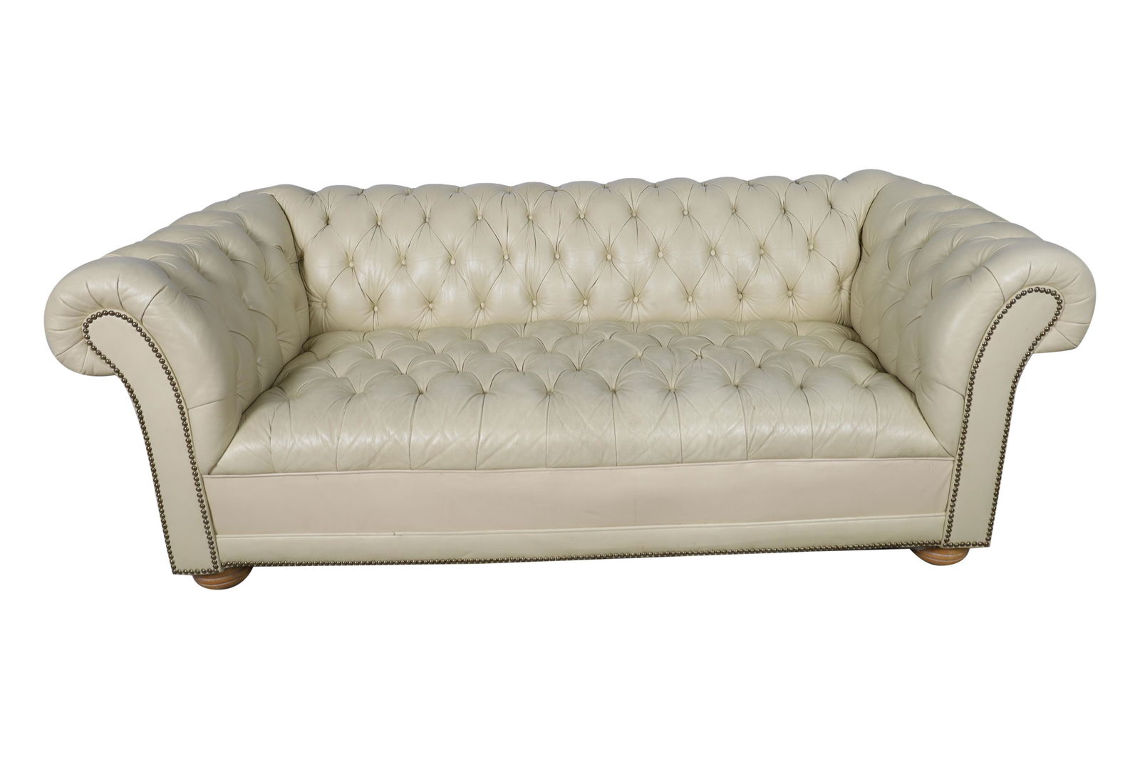 Chesterfield White Leather Sofa (1 of 4)