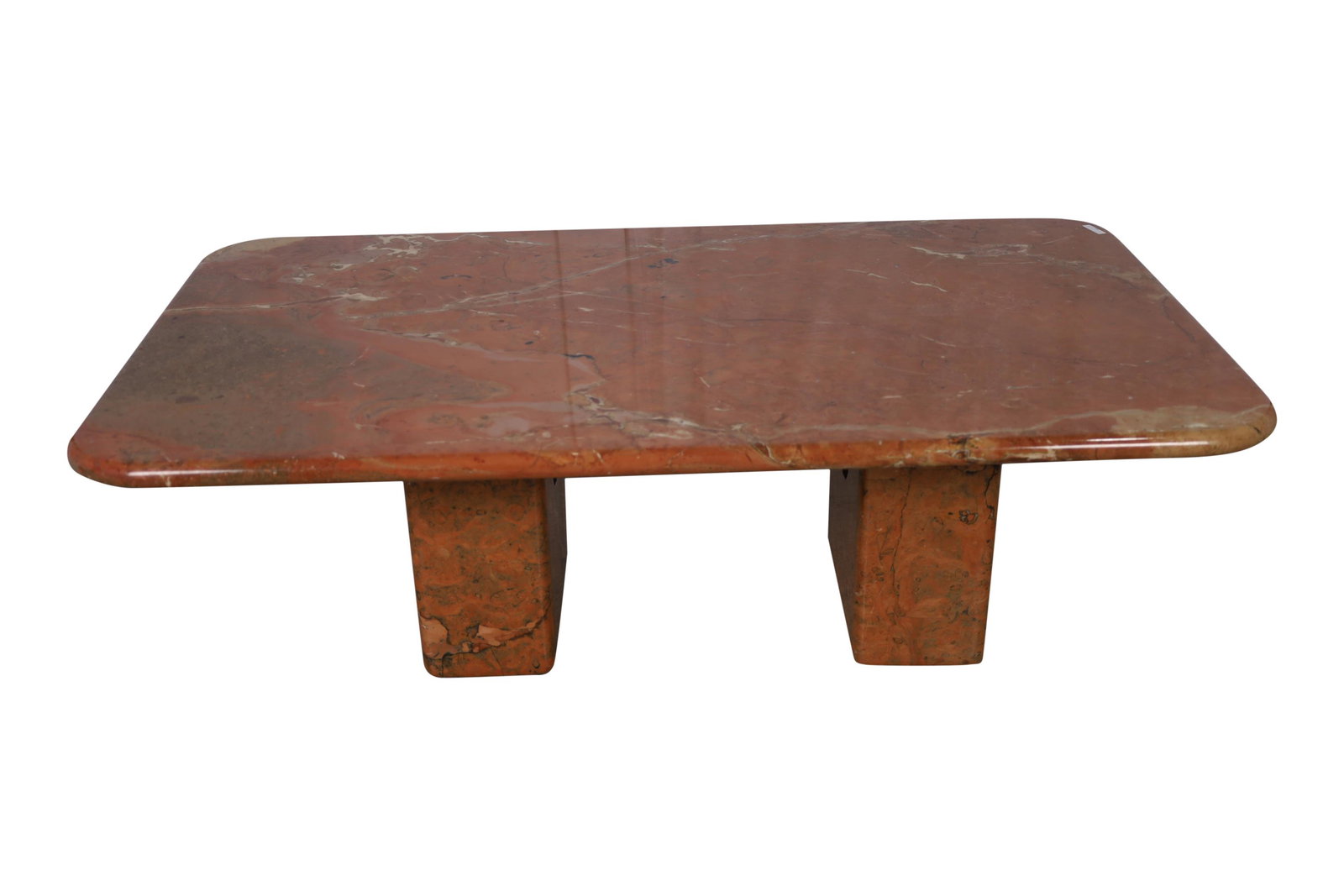 Rouge Marble Coffee Table: Rouge marble coffee table. Dimensions - 16" x 50.5" x 37.5"