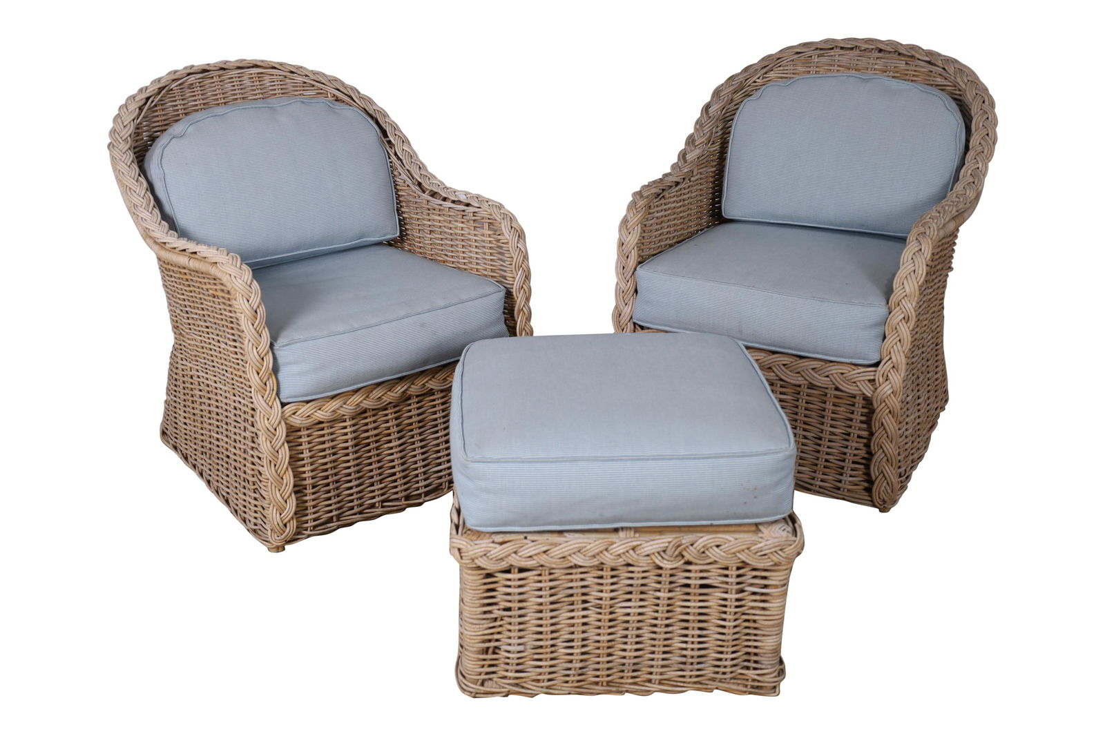 Wicker Lounge Chairs and Ottoman (1 of 5)