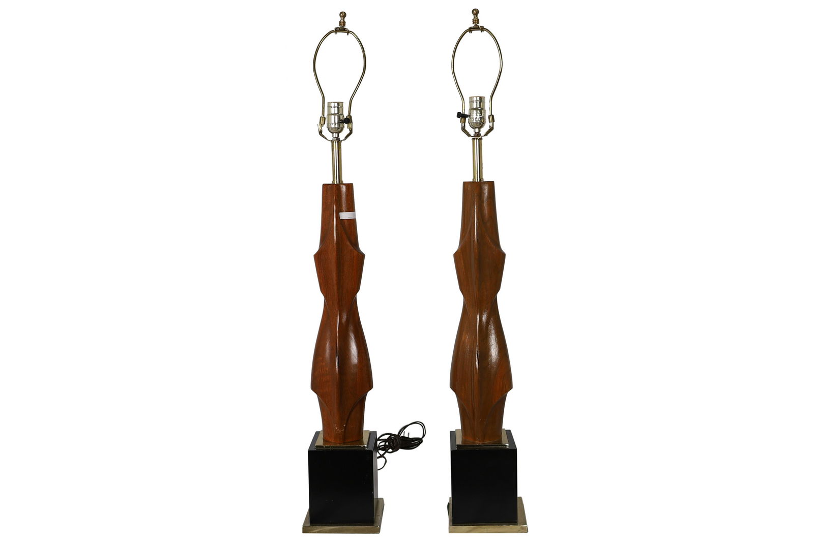 Mid Century Carved Wood Lamps (1 of 3)