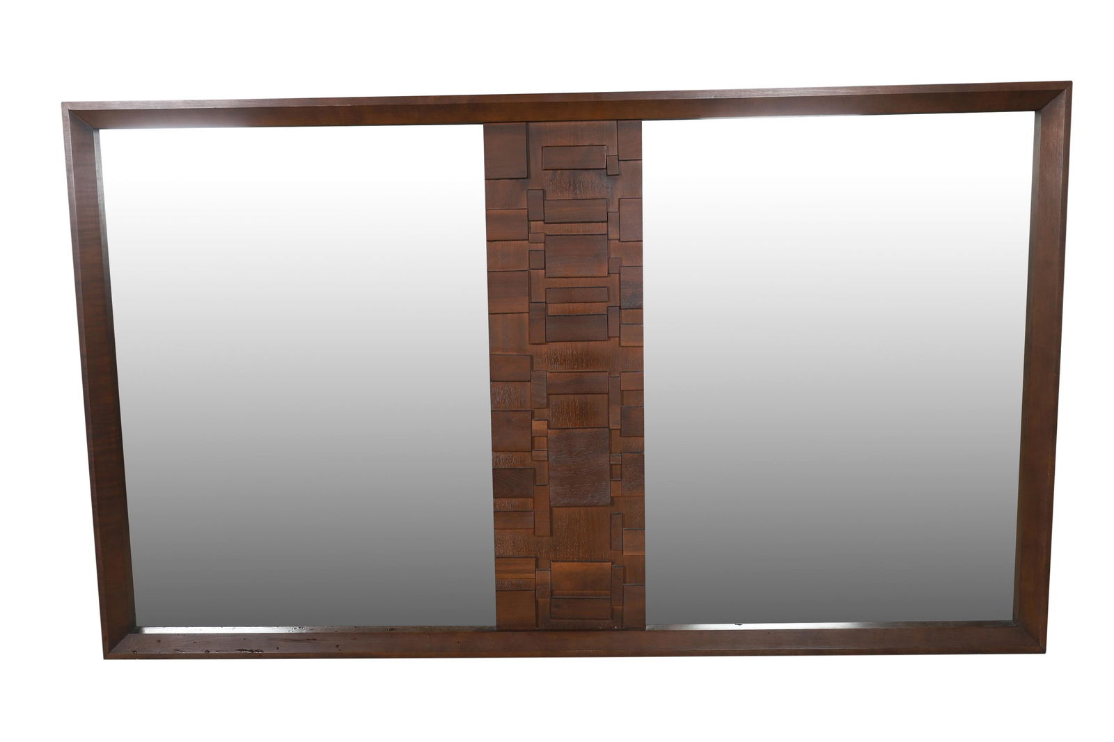 Brutalist Style Walnut Mirror (1 of 2)