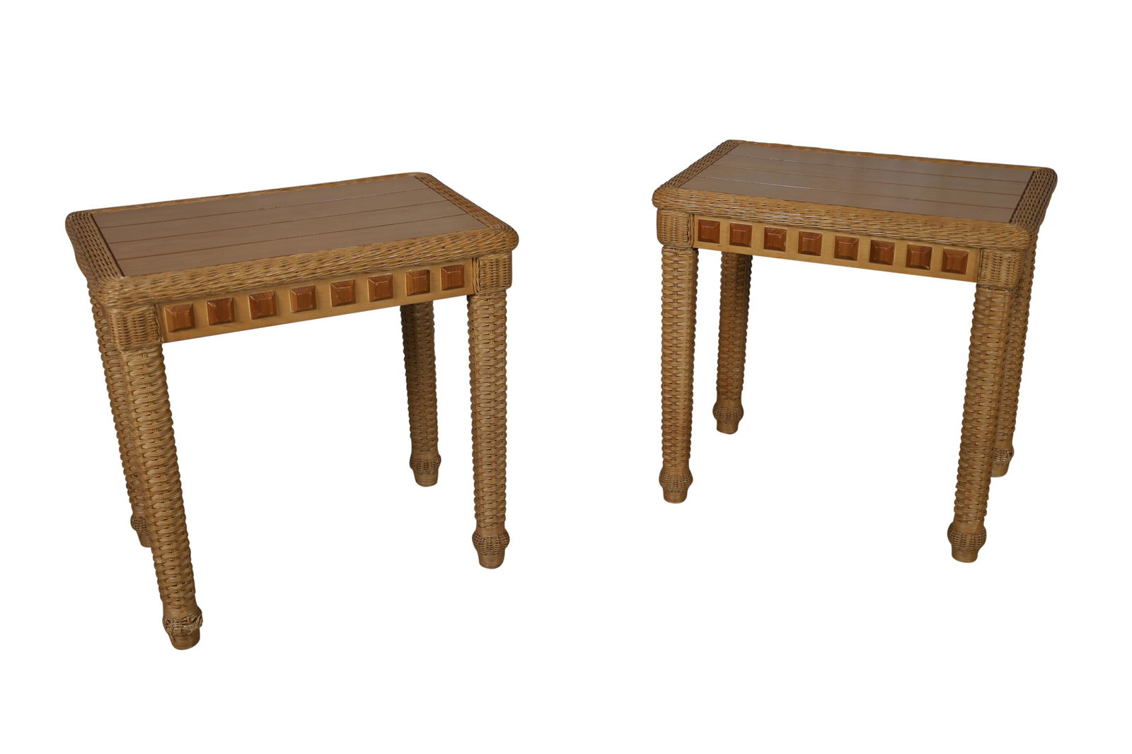 Wicker End Tables - Pair (1 of 3)