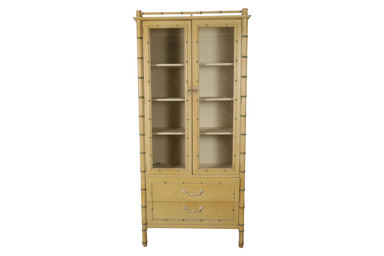 Thomasville - Faux Bamboo Display Cabinet: Thomasville faux bamboo display cabinet. Dimensions - 76" x 35" x 16"
