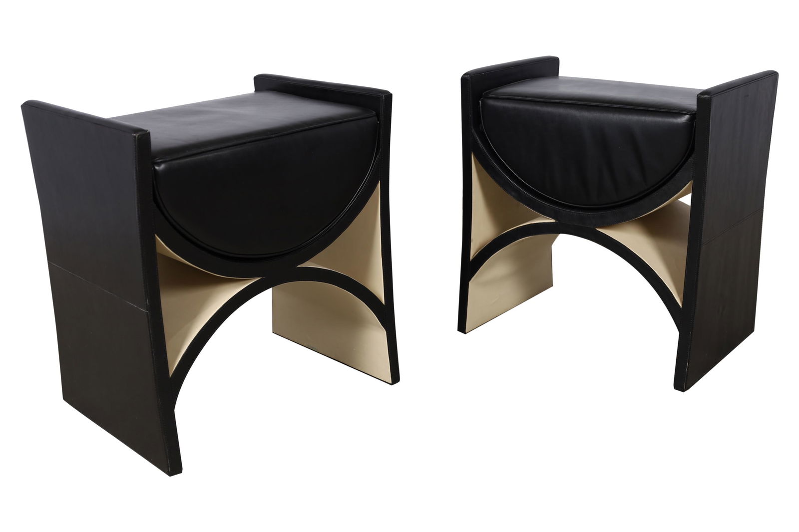 Black and White Leather Benches - Pair (1 of 4)