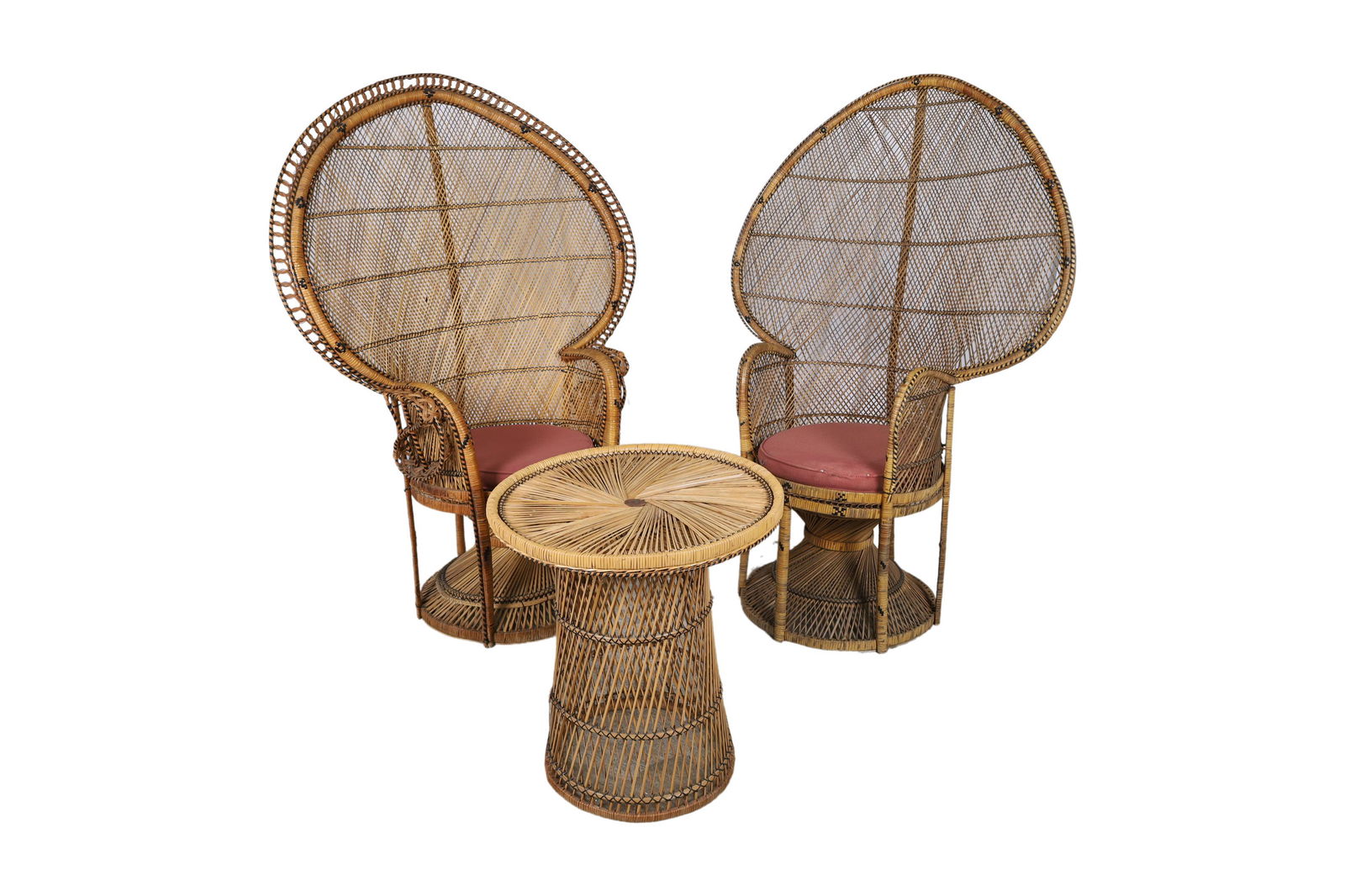 His and Hers Peacock Chairs and Table (1 of 4)