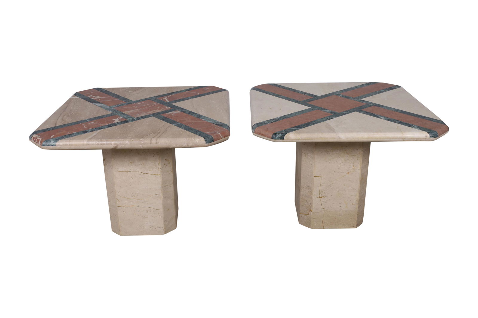 Italian Travertine Side Tables - Pair (1 of 3)