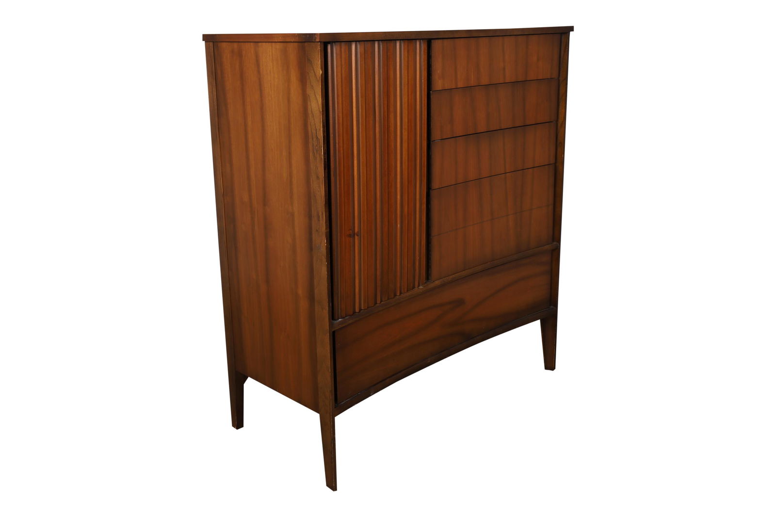 Concave Walnut High Chest (1 of 5)