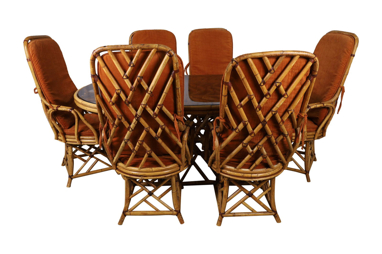 Rattan Table and 6 Swivel Chairs (1 of 5)