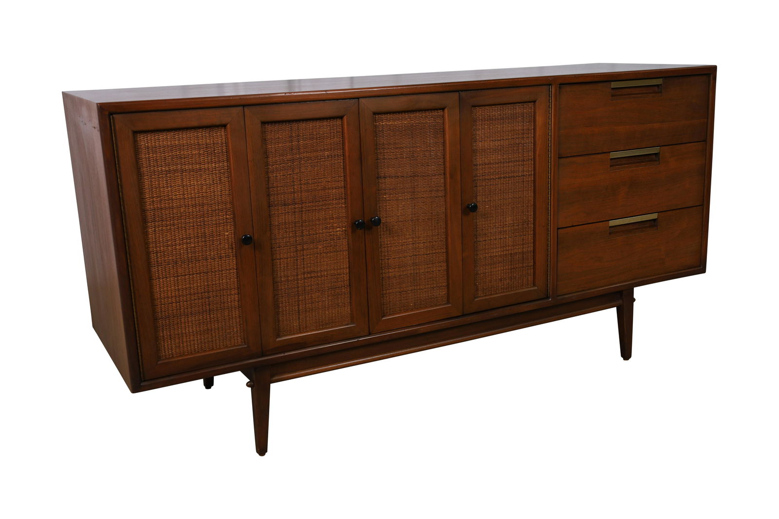 Cane Front Walnut Credenza (1 of 5)
