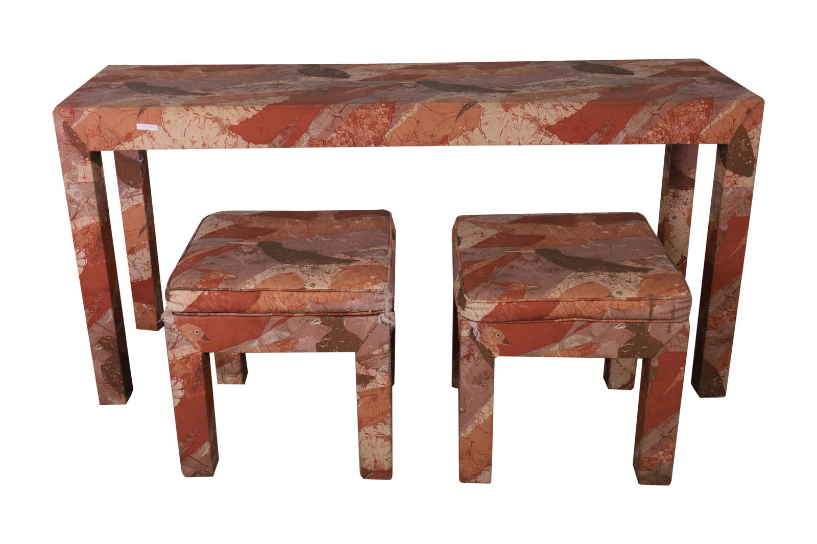 Fabric Wrapped Console Table with 2 Stools (1 of 7)