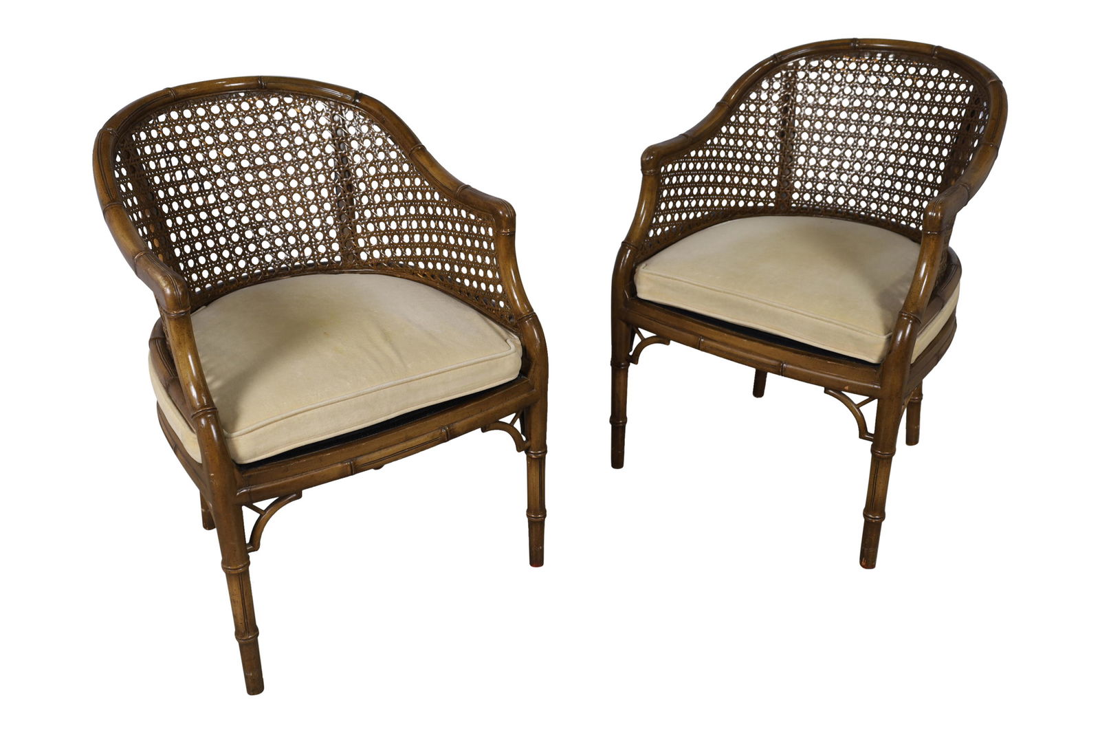 Faux Bamboo and Cane Lounge Chairs - Pair (1 of 5)