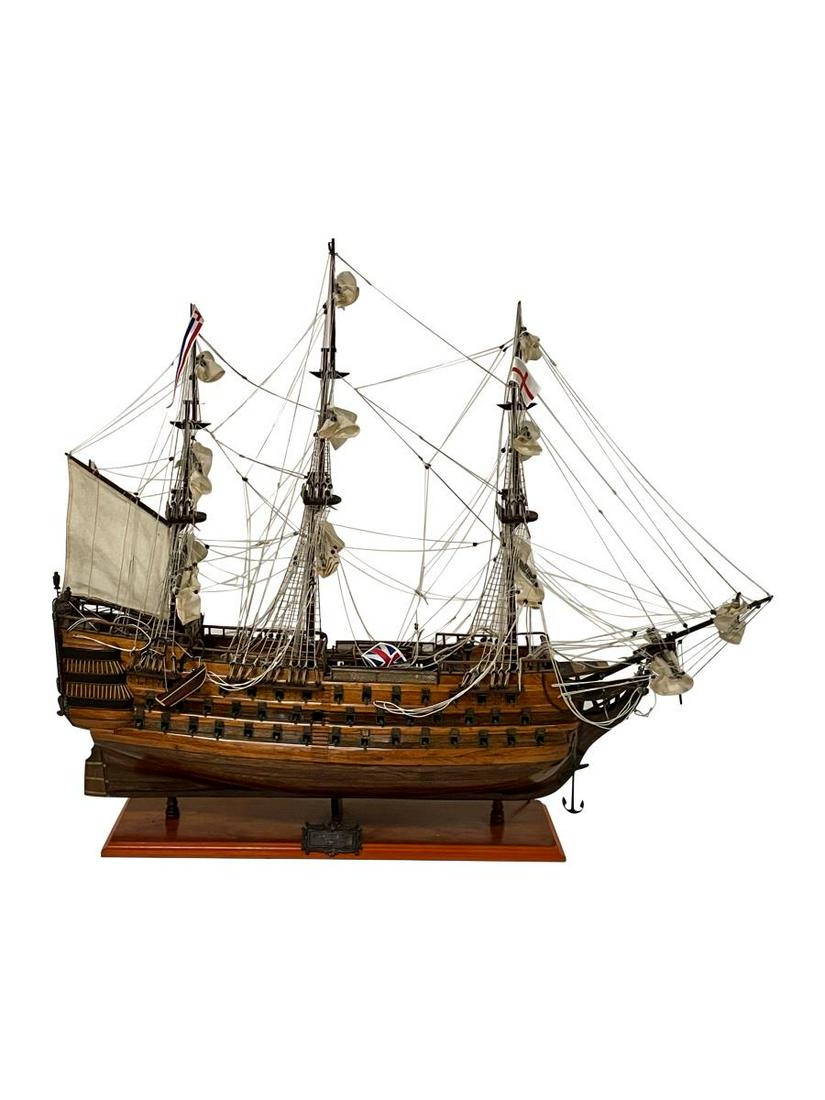 British Clipper Ship Model: Description - British clipper ship model. Dimensions - 32.5" x 38" x 8.5"