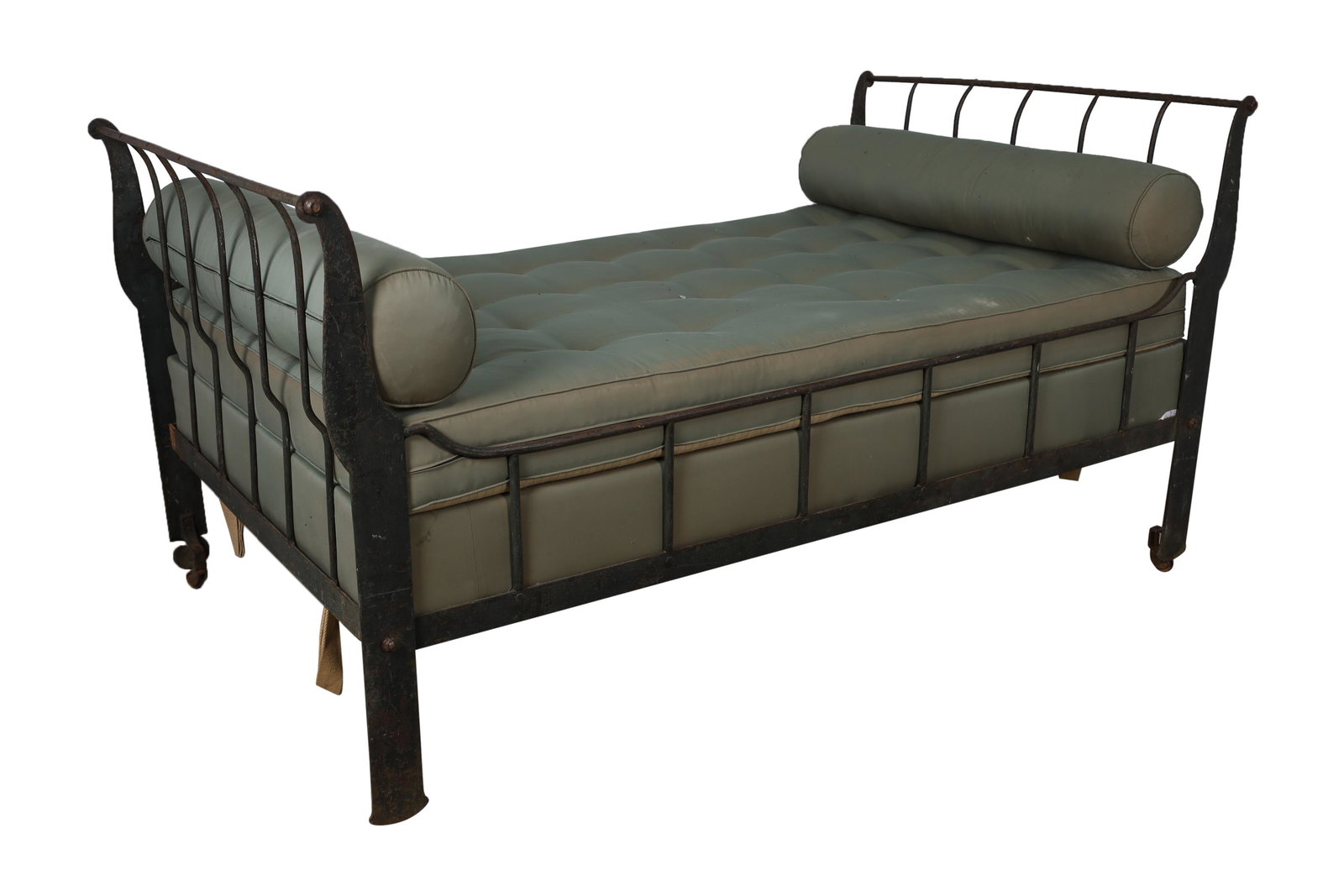 Antique Iron Sleigh Bed: Antique iron sleigh bed. Dimensions - 40" x 76" x 46"