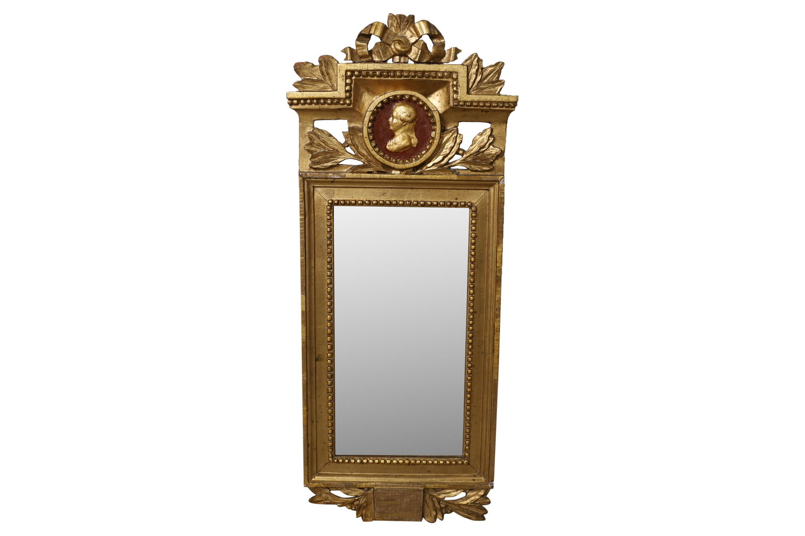 Antique Gold Leaf Medallion Head Mirror (1 of 3)