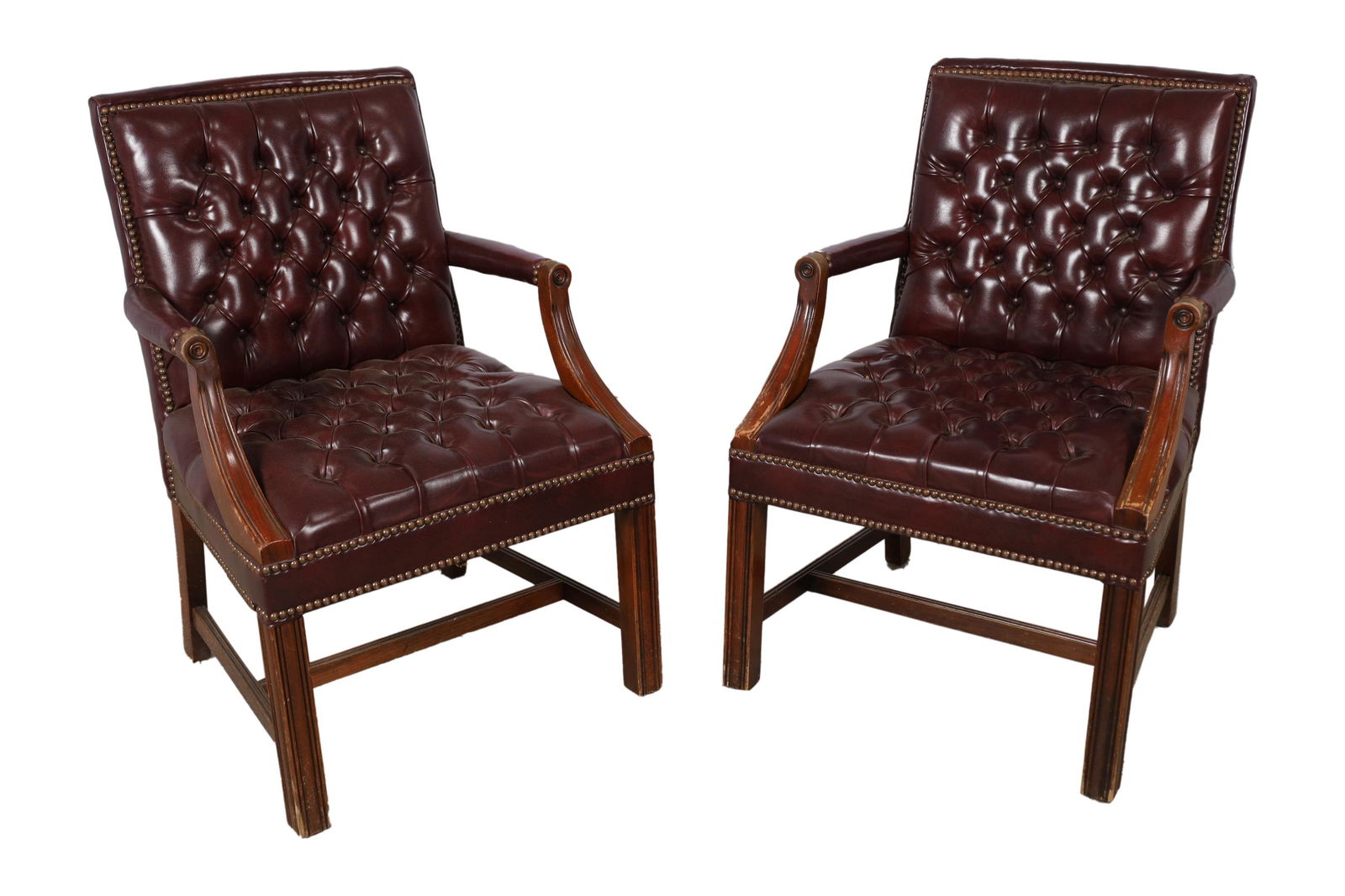 Chippendale Style Tufted Arm Chairs - Pair (1 of 6)