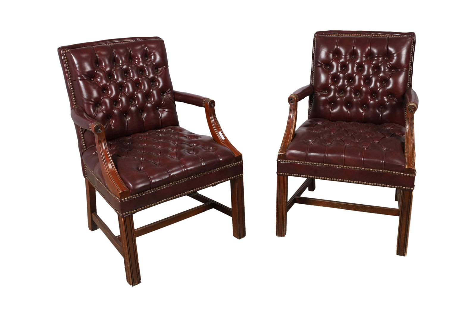 Chippendale Style Tufted Arm Chairs - Pair (1 of 5)