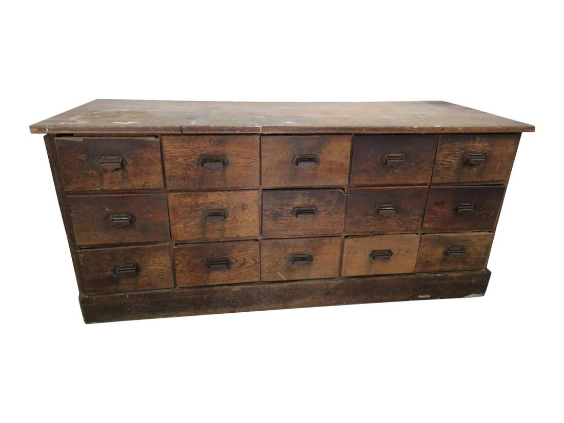 Vintage Oak Industrial Storage Cabinet: Vintage oak industrial storage cabinet. Dimensions - 33.5" x 75" x 29.5"