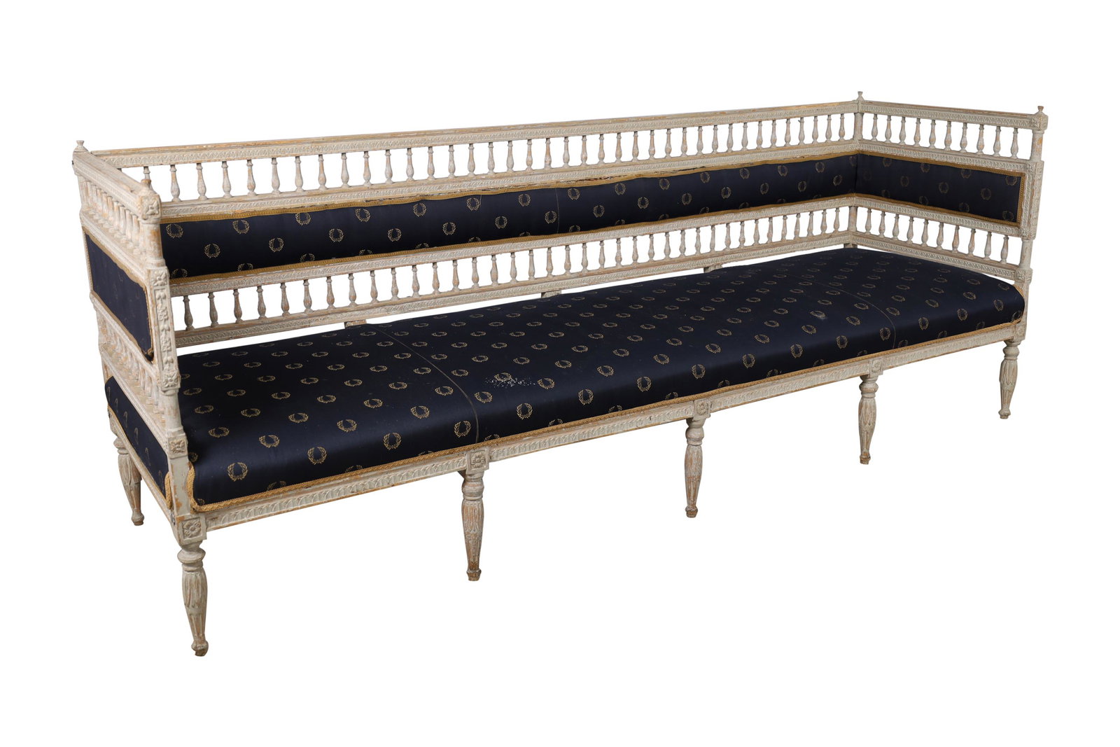 Large Antique Swedish Painted Settee: Large antique Swedish painted settee. Dimensions - 34" x 94" x 28"