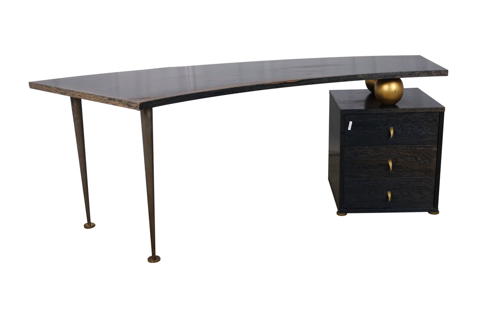 Laminate Top Atomic Style Desk: Laminate top atomic style kidney desk. Dimensions in Inches 29.5x72x31