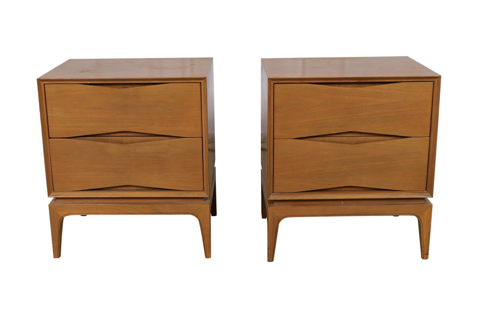 Mid Century Sculpted Front Nightstands - Pair (1 of 3)
