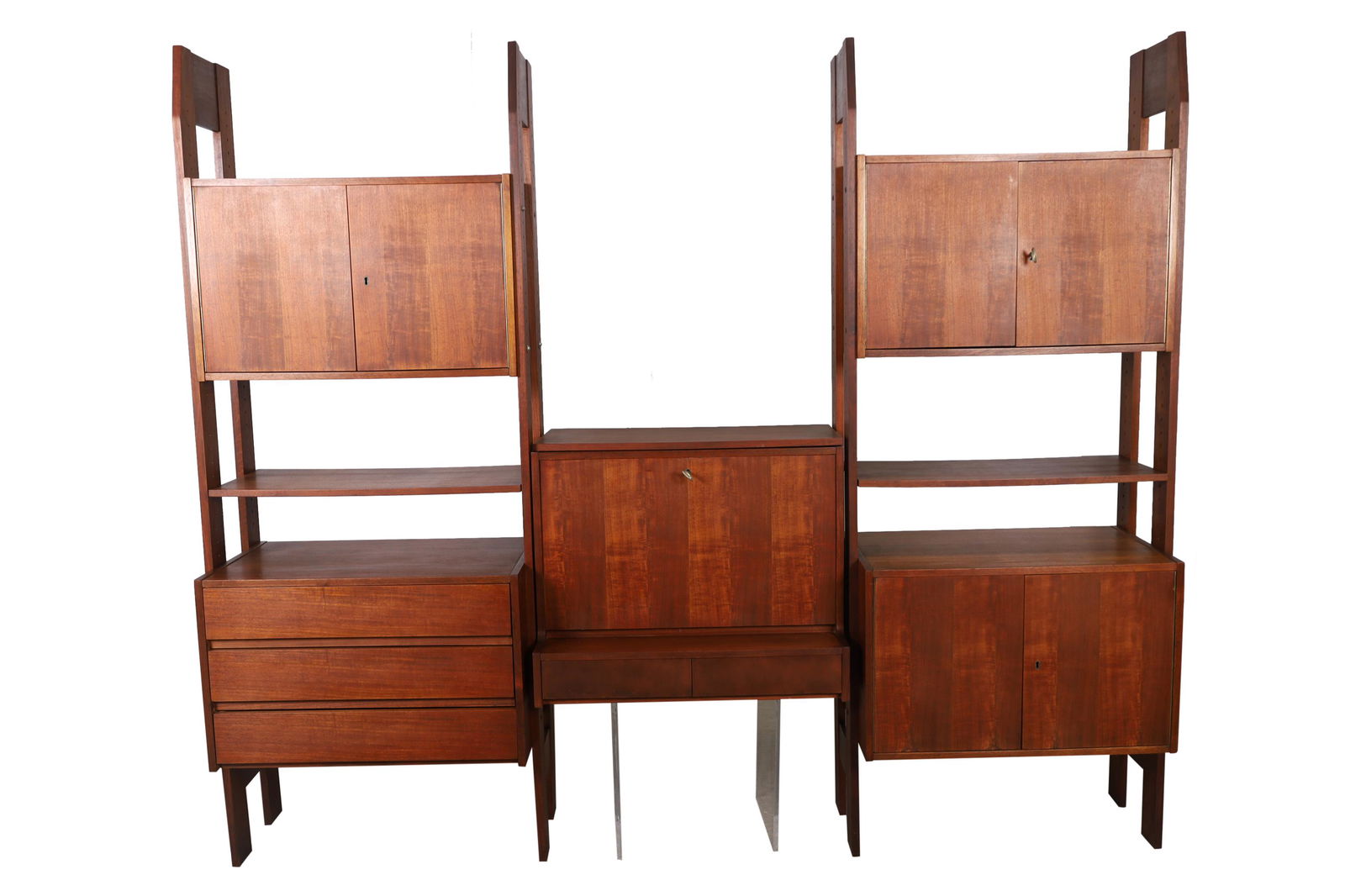 Walnut 3 Section Free Standing Wall Unit (1 of 5)