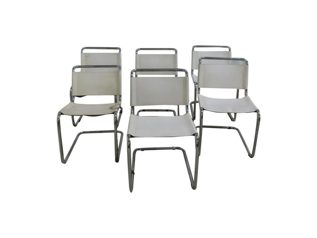 Chrome and Leather Chairs - 6: Set of 6 chrome and leather chairs. Dimensions in Inches 31x19x23