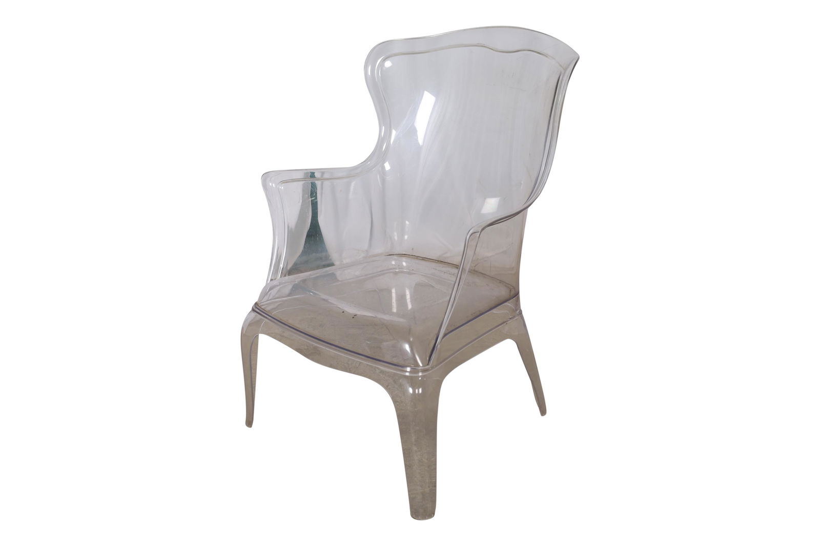 Lucite Ghost Wing Chair: Lucite Ghost Wing Chair. Dimensions in Inches 39x28x30