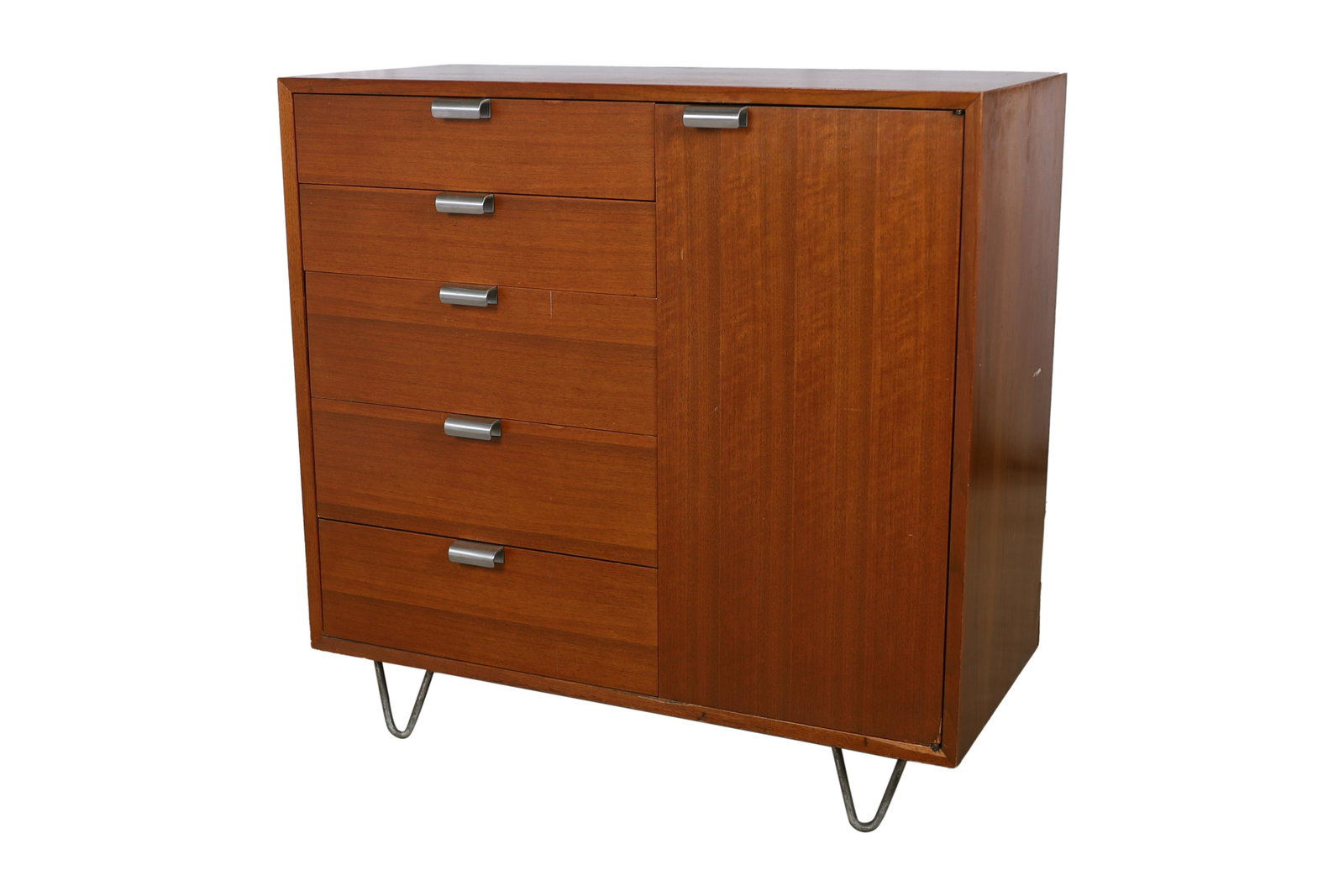George Nelson - Herman Miller Chest: George Nelson - Herman Miller Chest with metal pulls and hairpin legs. Dimensions 39.5x40x18.5