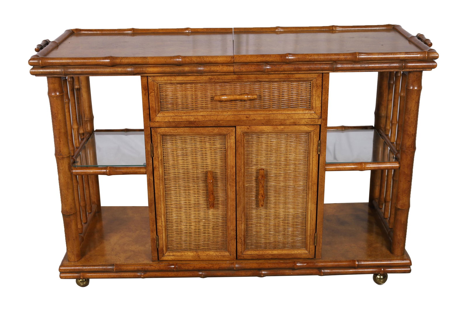 American of Martinsville - Faux Bamboo Bar Cart: American of Martinsville -Expandable top Faux Bamboo Bar Cart. Dimensions 33x51x19