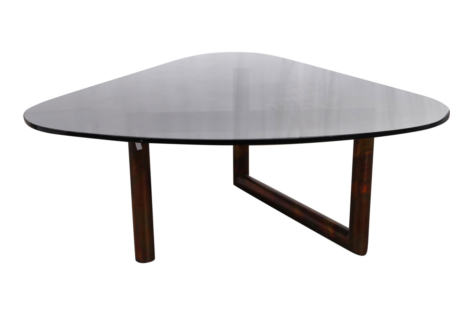 Guitar Pick Smoked Glass & Bronze Coffee Table: Guitar pick shaped glass and bronze base coffee table Dimensions 16x41x40