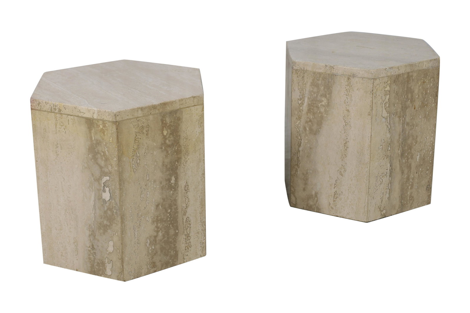Hexagonal Travertine Tables - Pair (1 of 3)