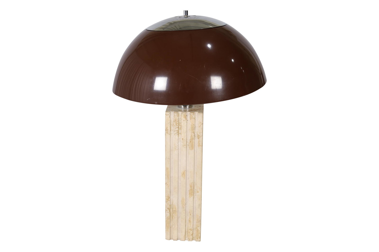 Travertine Marble, Plastic and Chrome Table Lamp (1 of 3)