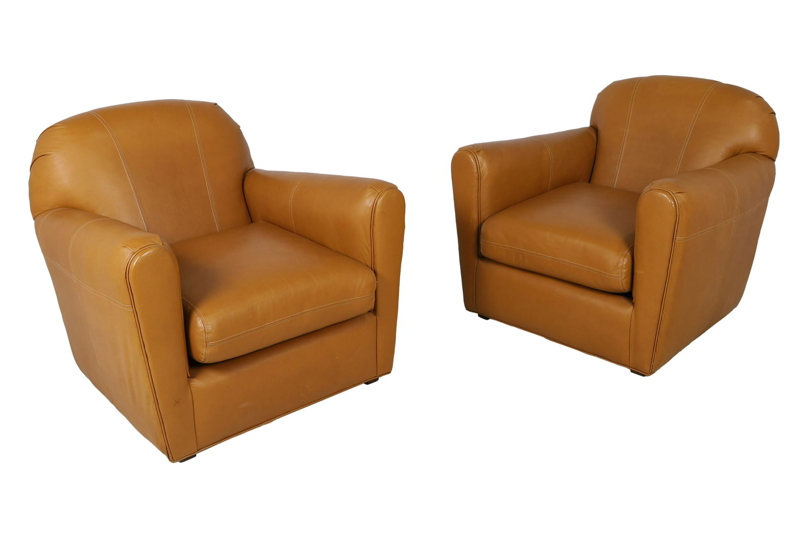 Old Hickory Tannery Leather Club Chairs Pair
