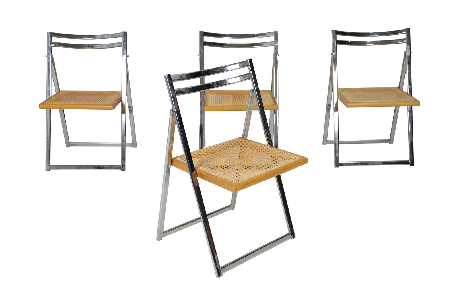 1970s Chrome and Cane Folding Chairs - 4 (1 of 3)