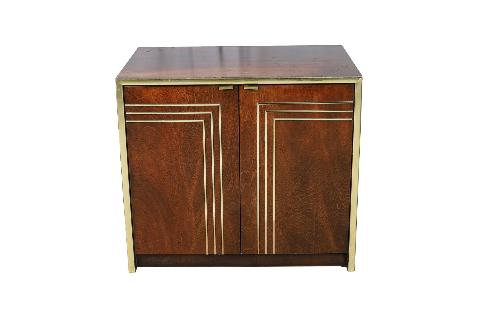 Thomasville - Walnut Nightstand: Thomasville - Walnut Nightstand with brass inlay. Dimensions 23.5x26x17