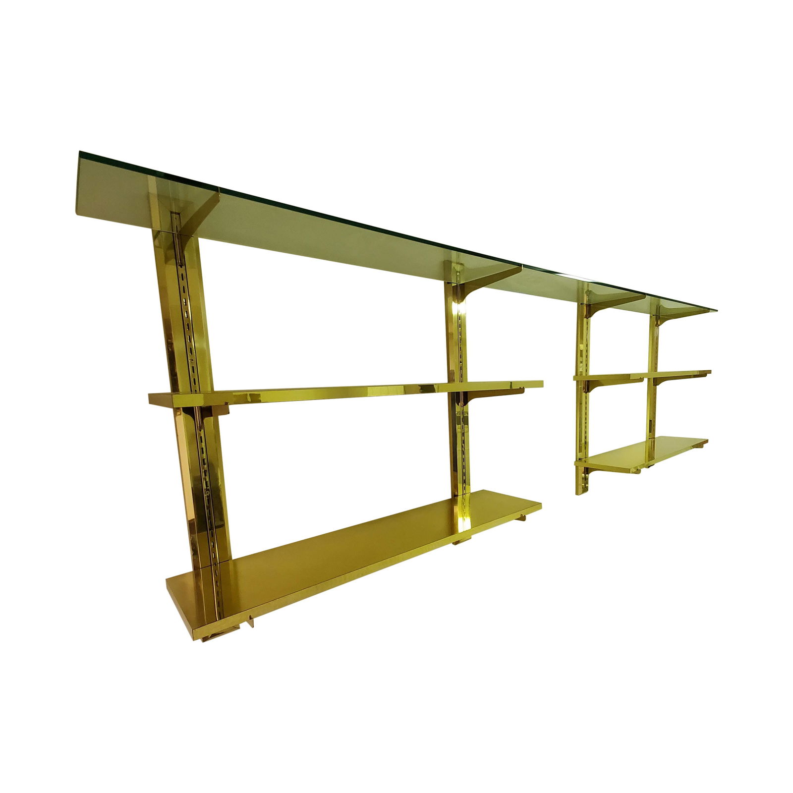 Mastercraft Style Brass and Glass Wall Unit (1 of 5)