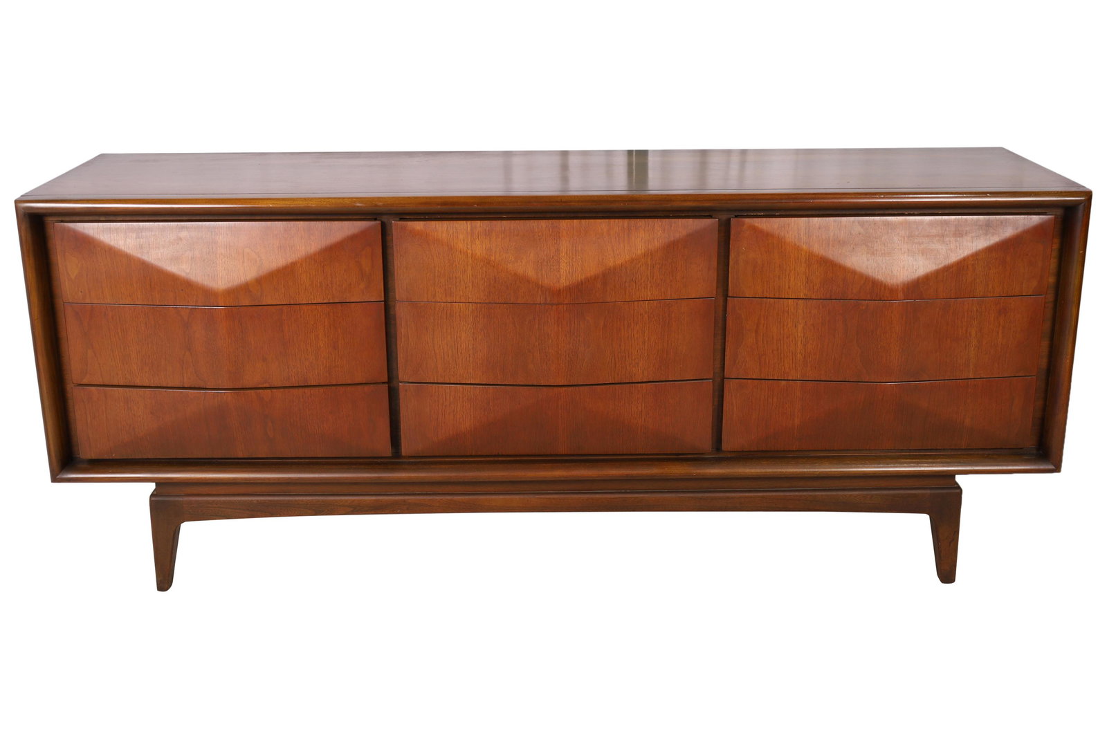 United - Walnut Diamond Face Long Dresser (1 of 6)