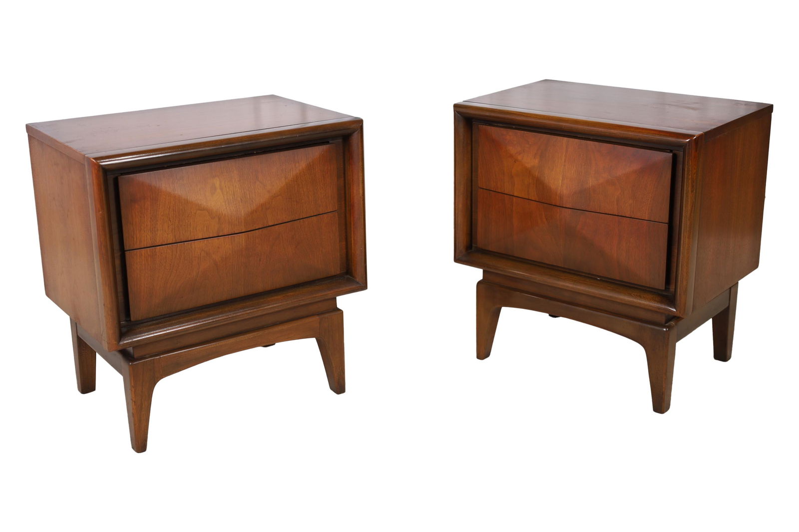 United - Walnut Diamond Face Nightstands - Pair (1 of 5)