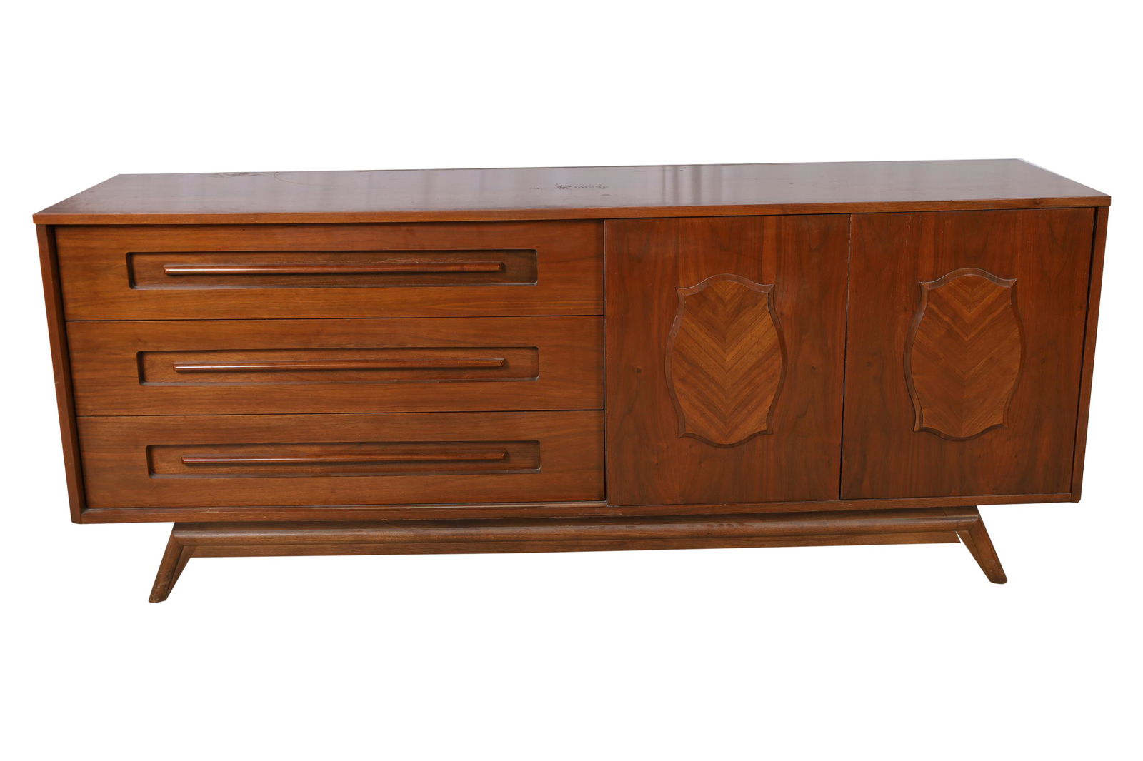 Mid Century Walnut Long Dresser (1 of 5)