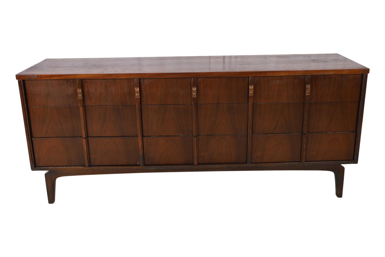 Mid Century Walnut Long Dresser (1 of 3)