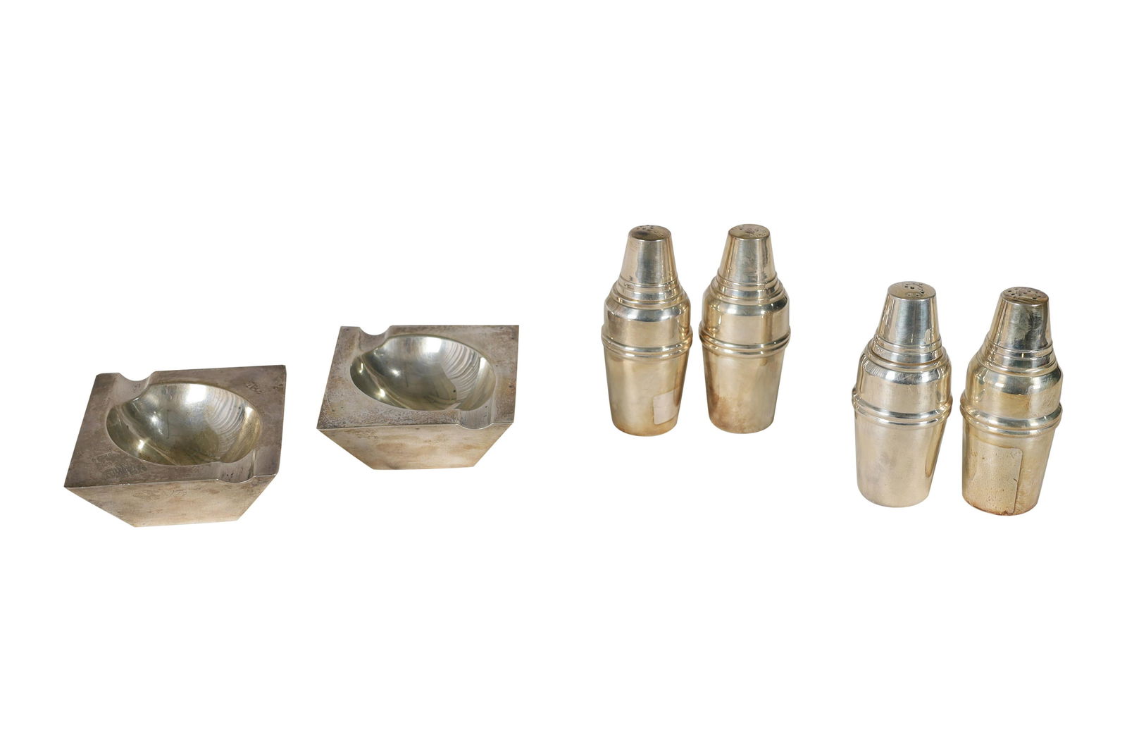 Sterling Ashtrays and Silverplate Salt & Peppers (1 of 2)