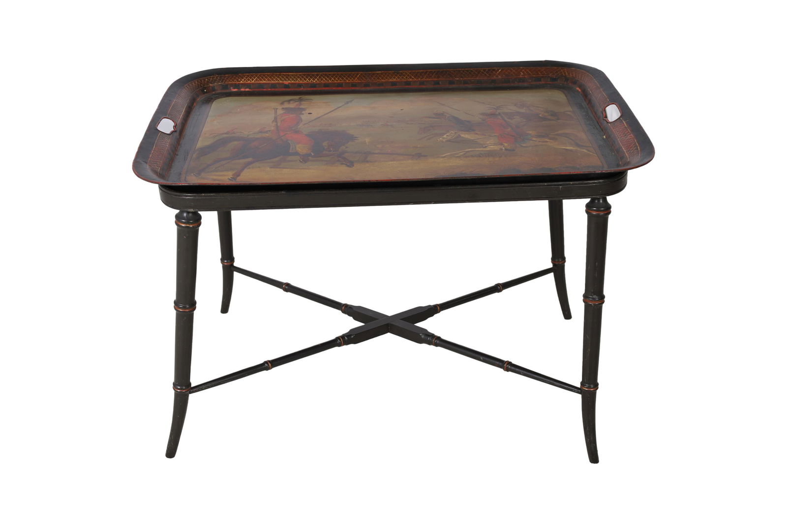 Faux Bamboo Tole Tray Top Table (1 of 3)