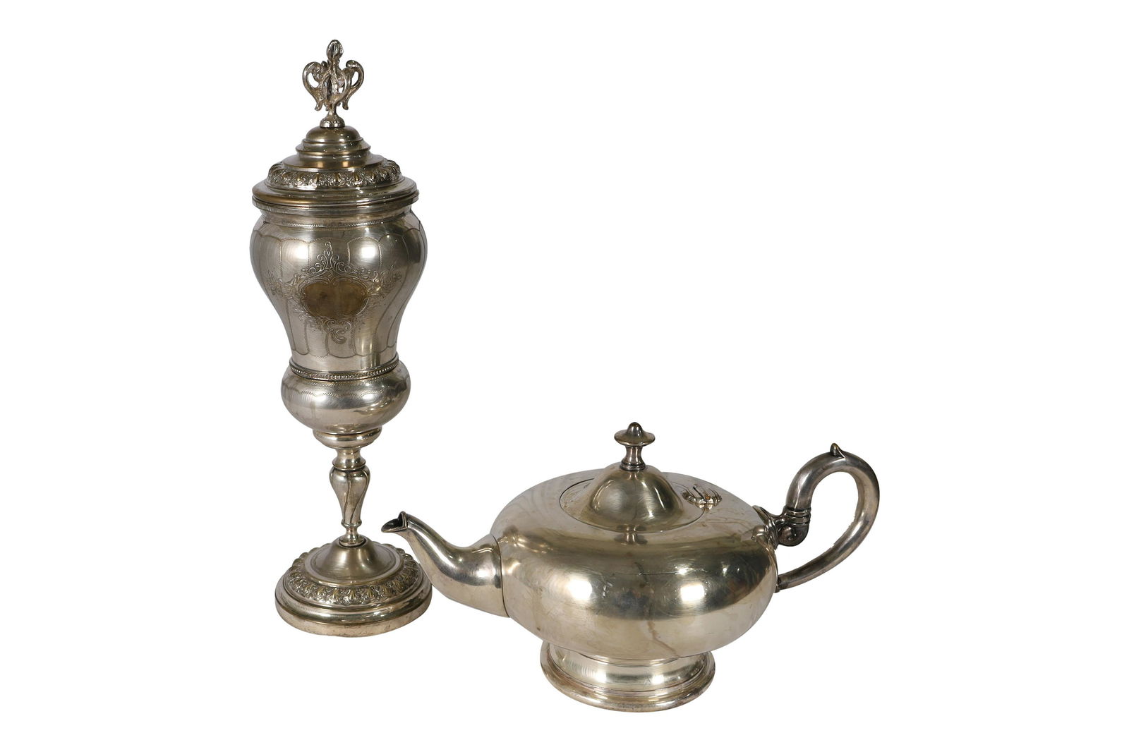 Silverplate Chalice and Teapot (1 of 2)