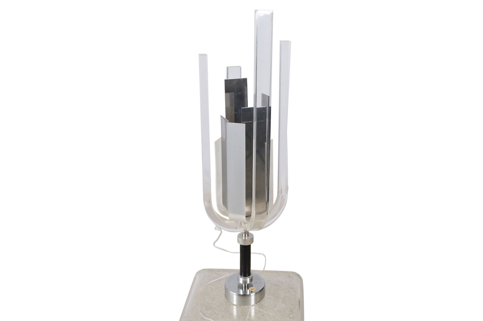 Philippe Jean - Chrome and Lucite Lamp: Philippe Jean chrome and lucite Lamp. Dimensions 34x10