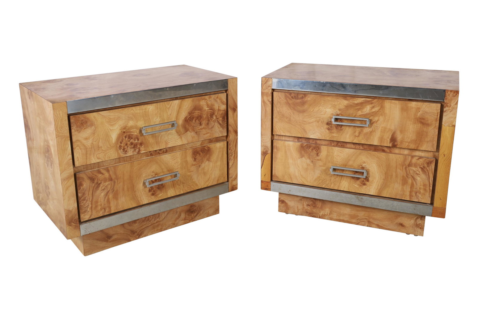 80's Laminate Burl Style End Stands-Pair (1 of 3)